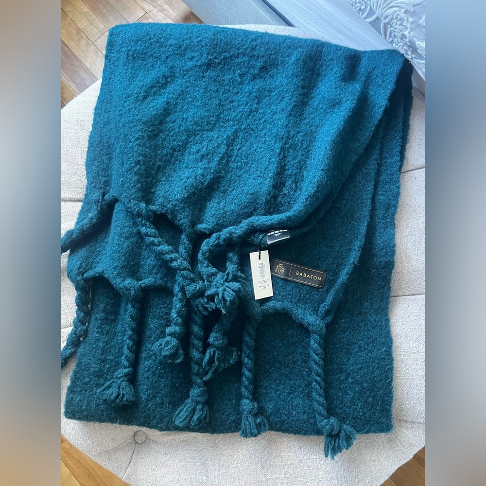 Babaton teal wool scarf